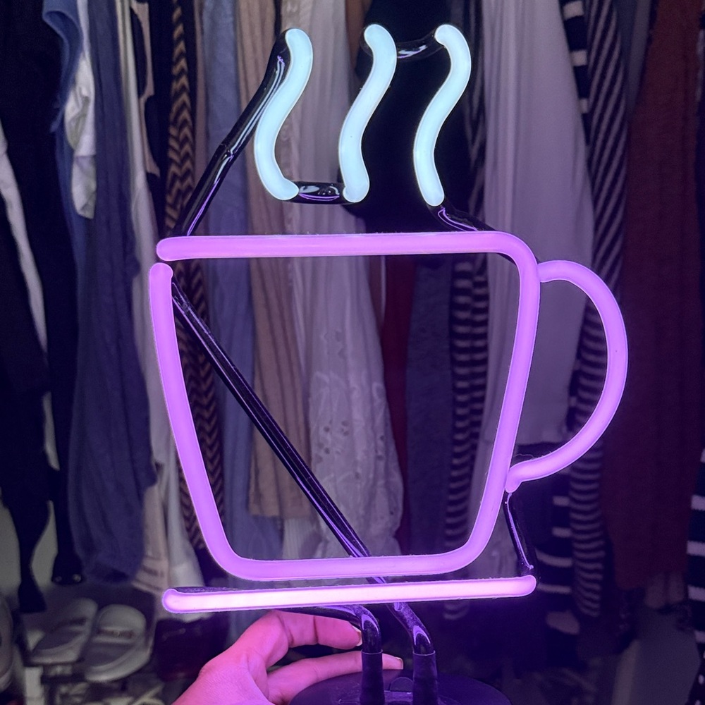 Neon Coffee Cup Light - Pink & White